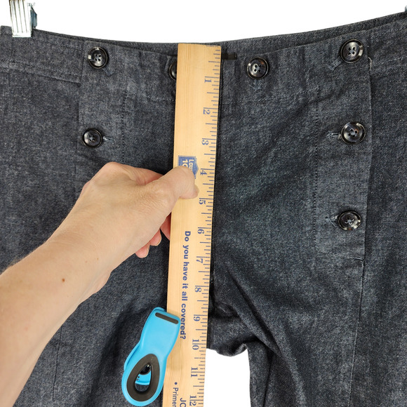 Banana Republic Sloan Fit Crop Pants sz 4 Women Muted Blue Buttons 30x26 Stretch - Picture 8 of 9